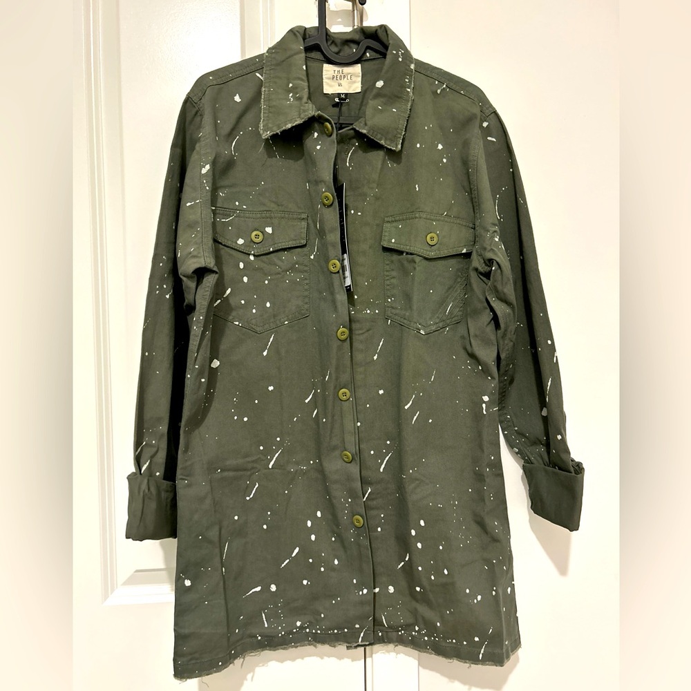 Paint splatter design longline shirt/jacket